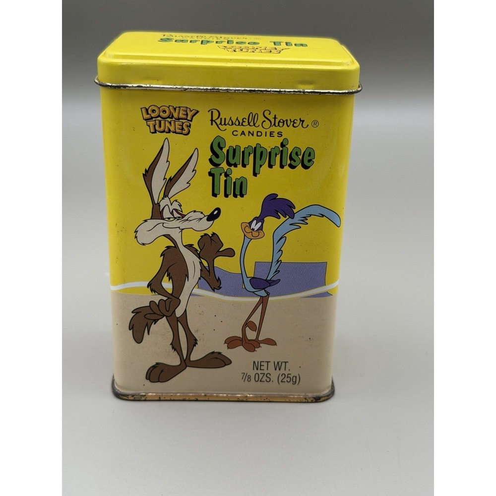 Vintage 1998 Russell Stover Looney Tunes Surprise Tin Wile E Coyote Road Runner